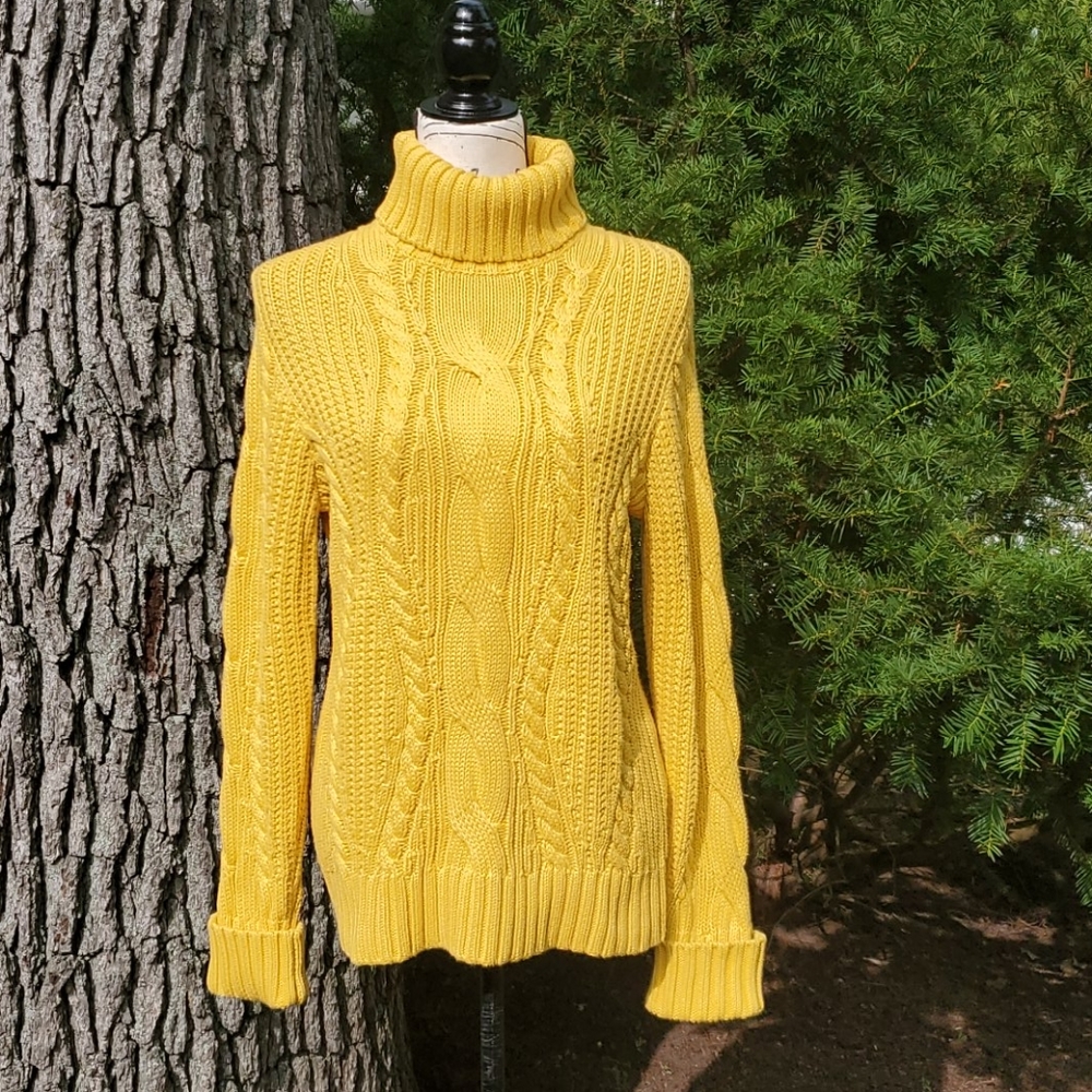 LAND'S END ▪︎ Women's 100% Cotton Cable Knit Sweater, Size M, Like New - Picture 1 of 9